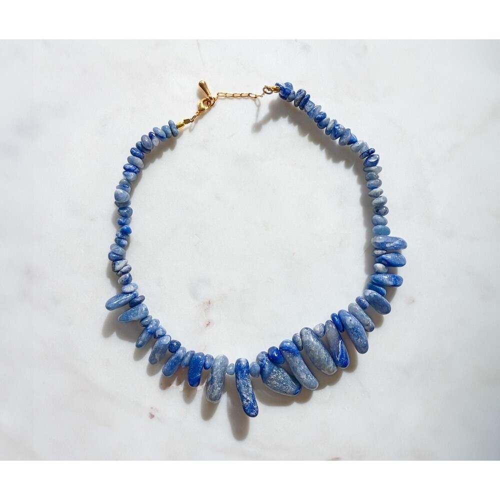 Natural Sodalite Chip Necklace Gemstone Beaded Jewelry from Brazil